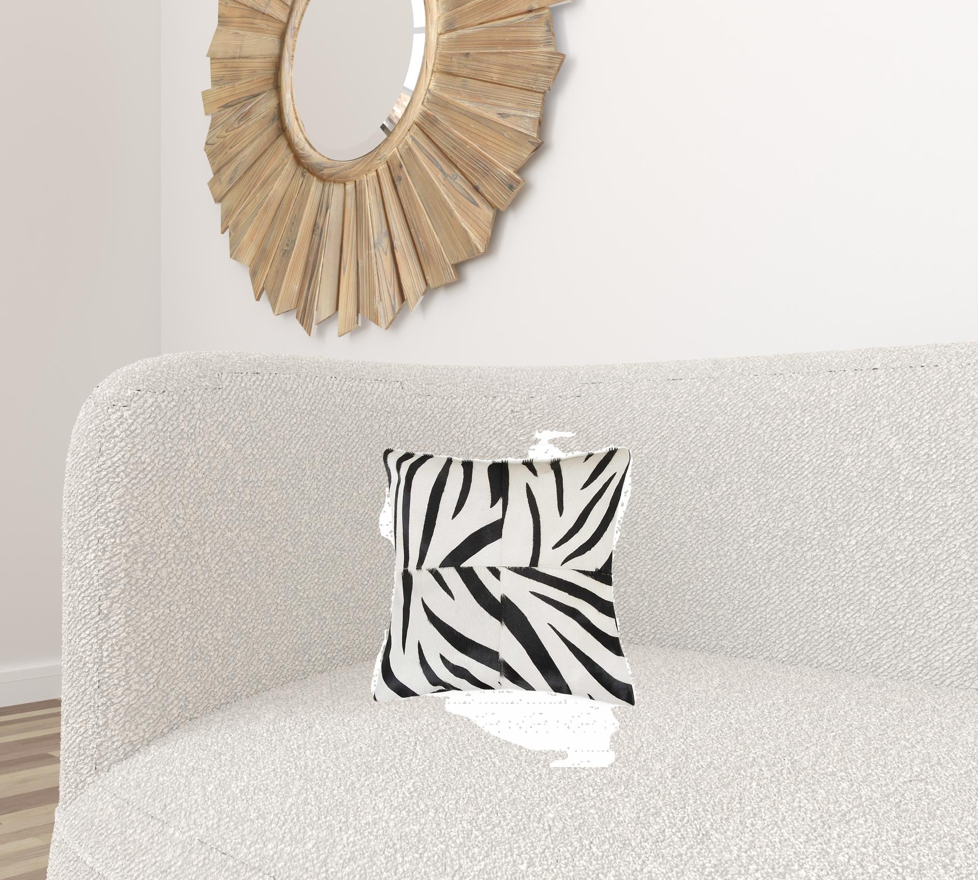 18 X 18 X 5 Zebra Black On White Quattro  Pillow