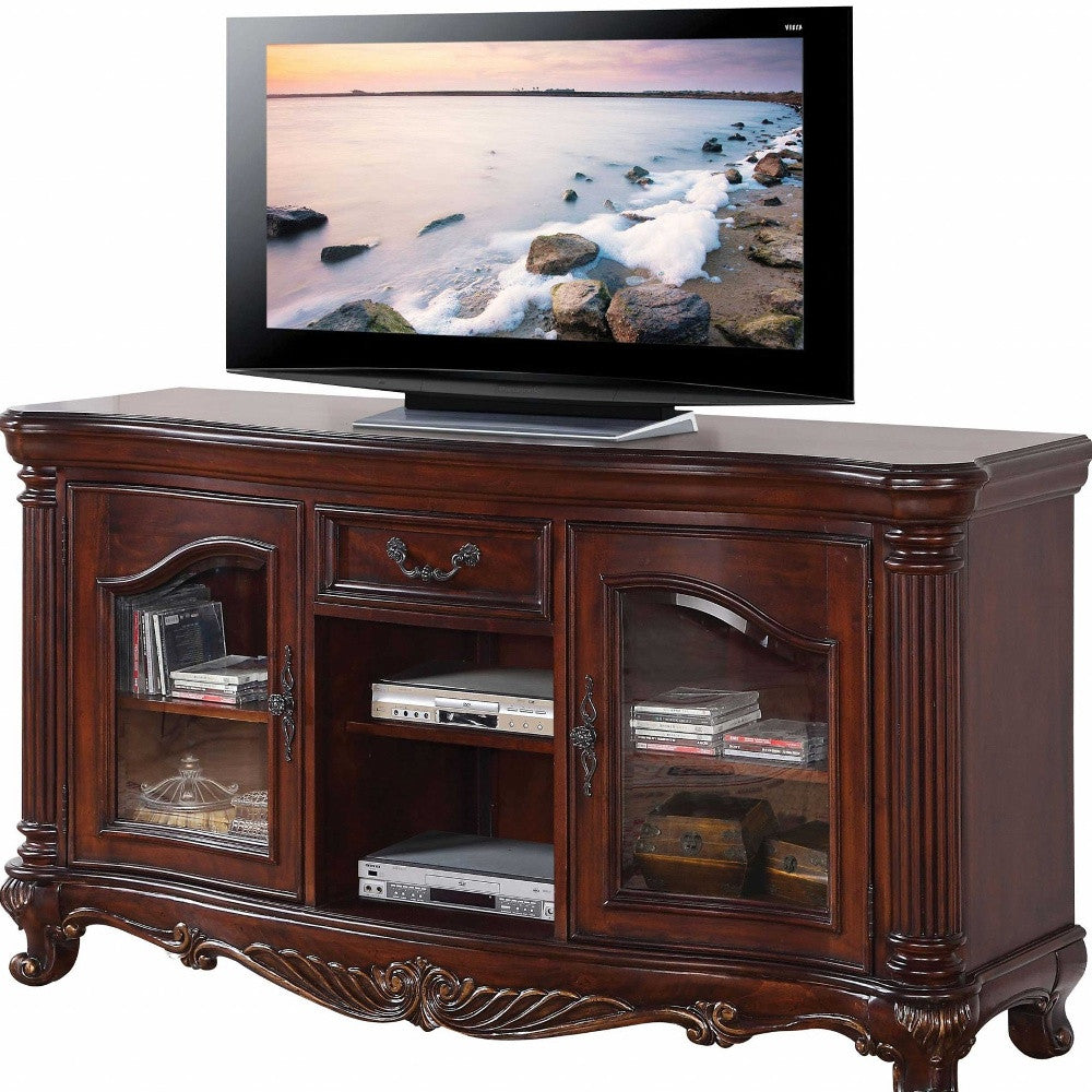 20 Brown Cabinet Enclosed Storage TV Stand with Bookcase