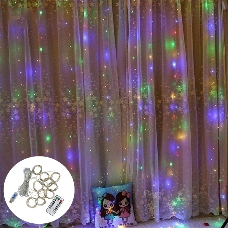 3M LED USB Powered Fairy Christmas Lights Garland Festoon Curtain Lamp w/ Remote Control