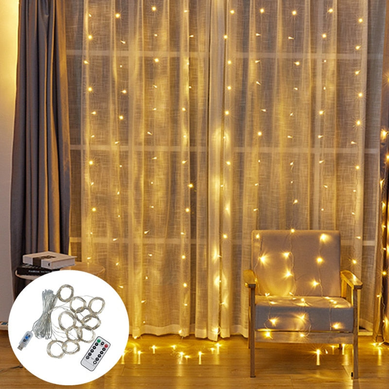 3M LED USB Powered Fairy Christmas Lights Garland Festoon Curtain Lamp w/ Remote Control