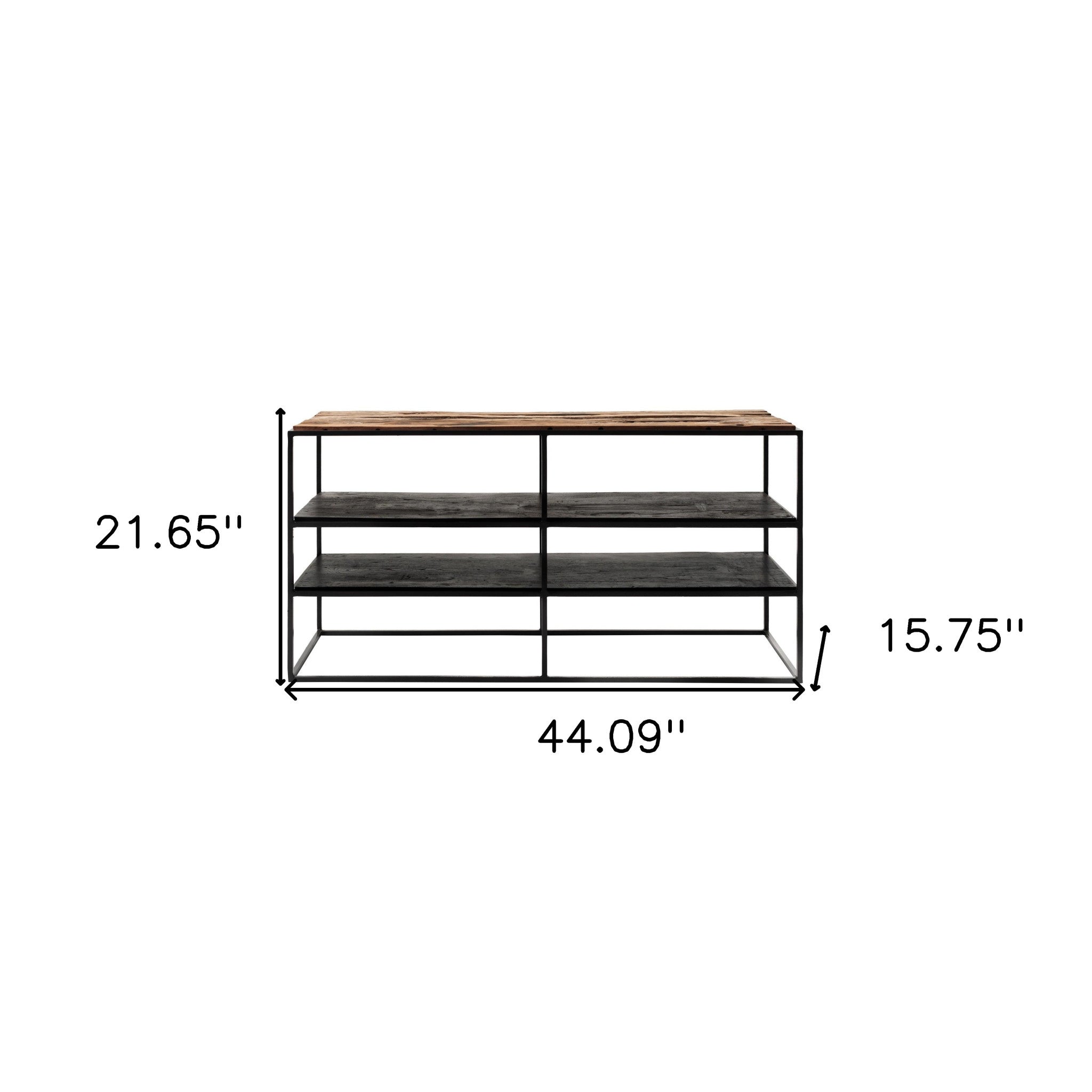 44 Modern Rustic Wood and Black Metal Open TV Stand