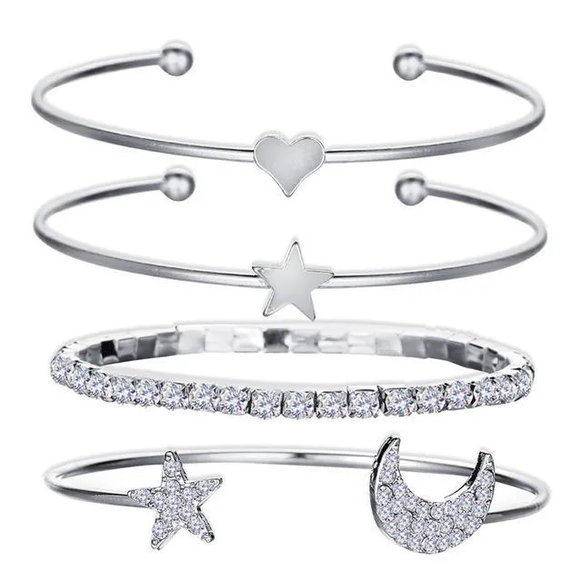 4pcs/Lot New Fashion Charm Cuff Bangle Bracelet