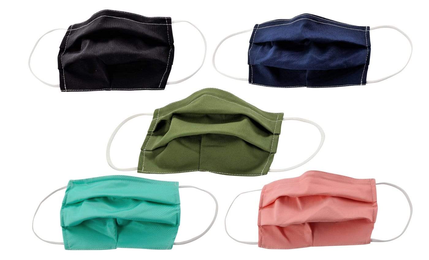 5-Pack Pleated Reusable Cotton Non-Medical Masks with Adjustable Nose Bridge