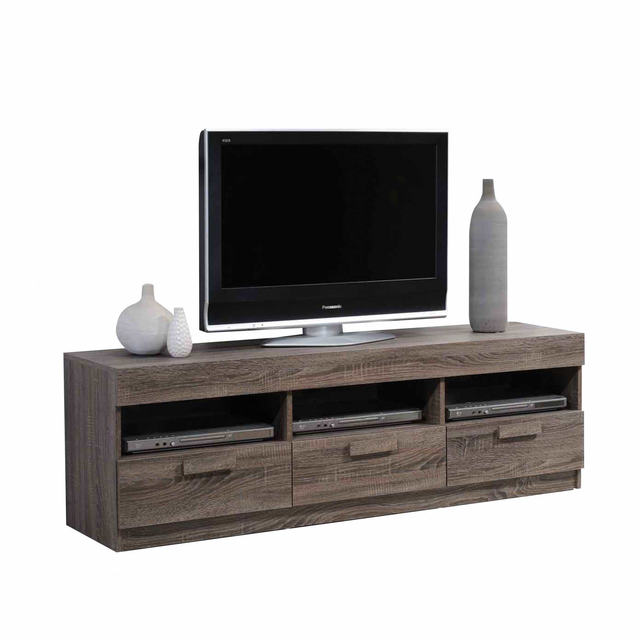 59 X 15 X 19 Rustic Oak Mdf TV Stand