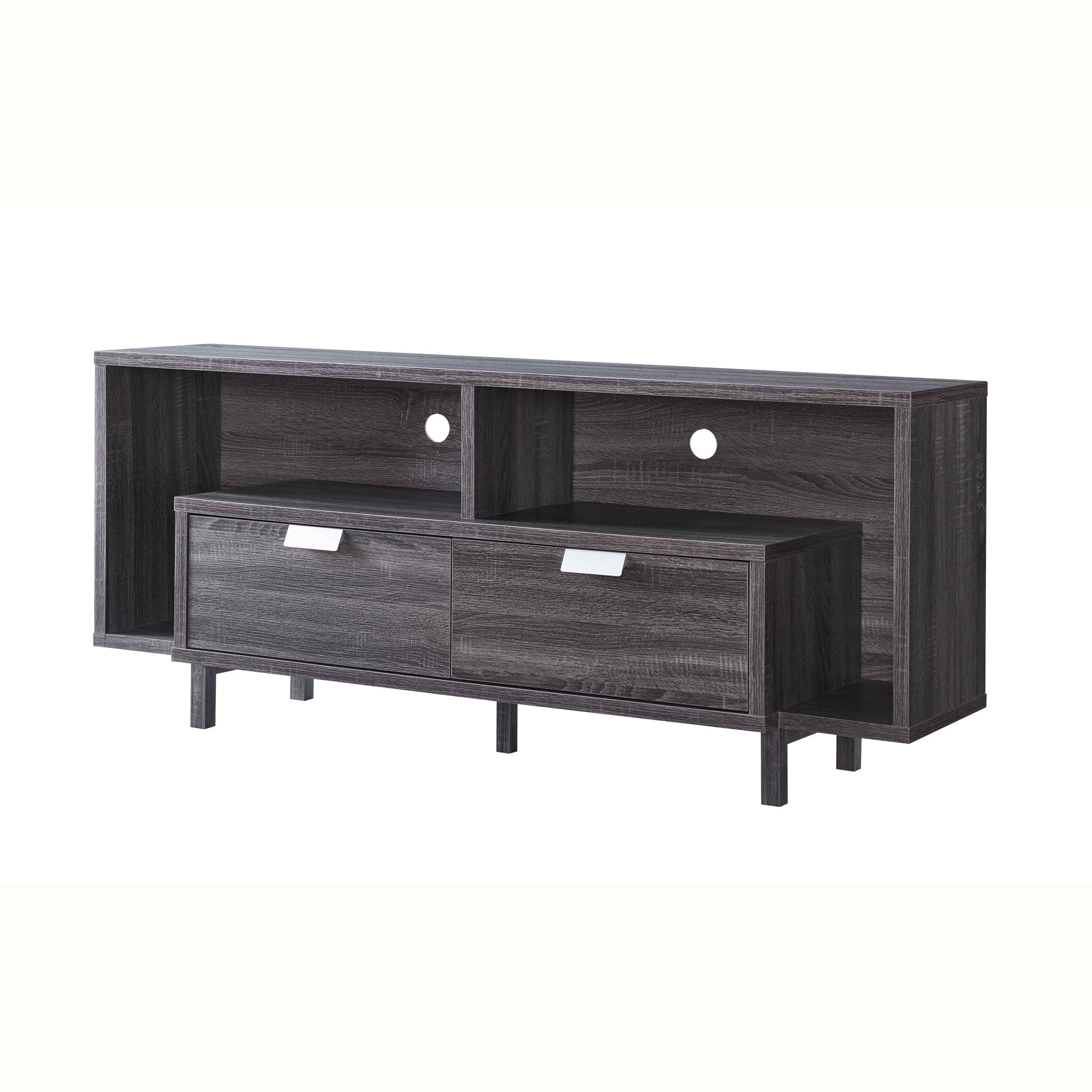 60 Ash Gray Particle Board And Mdf Cabinet Enclosed Storage TV Stand