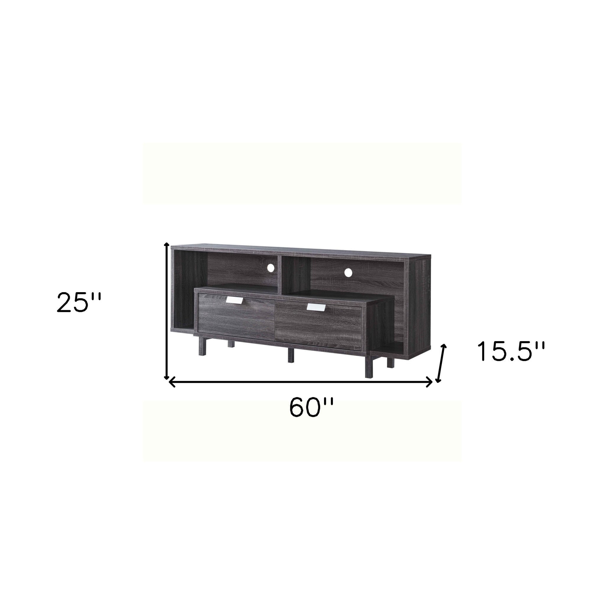 60 Ash Gray Particle Board And Mdf Cabinet Enclosed Storage TV Stand