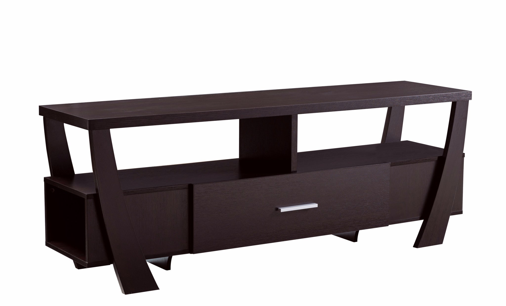 60 Dark Brown Particle Board And Mdf Cabinet Enclosed Storage TV Stand