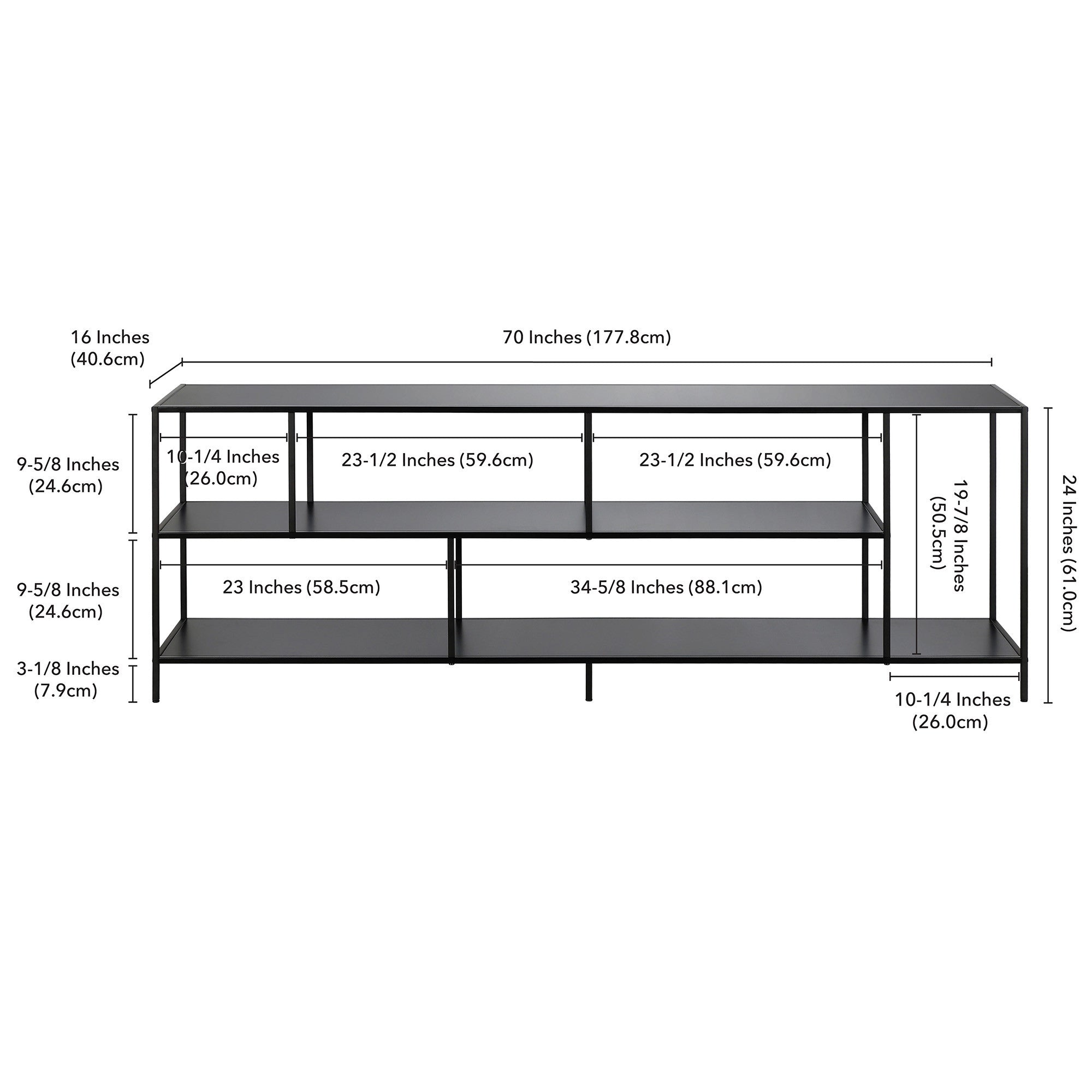 70 Black Metal Open shelving TV Stand