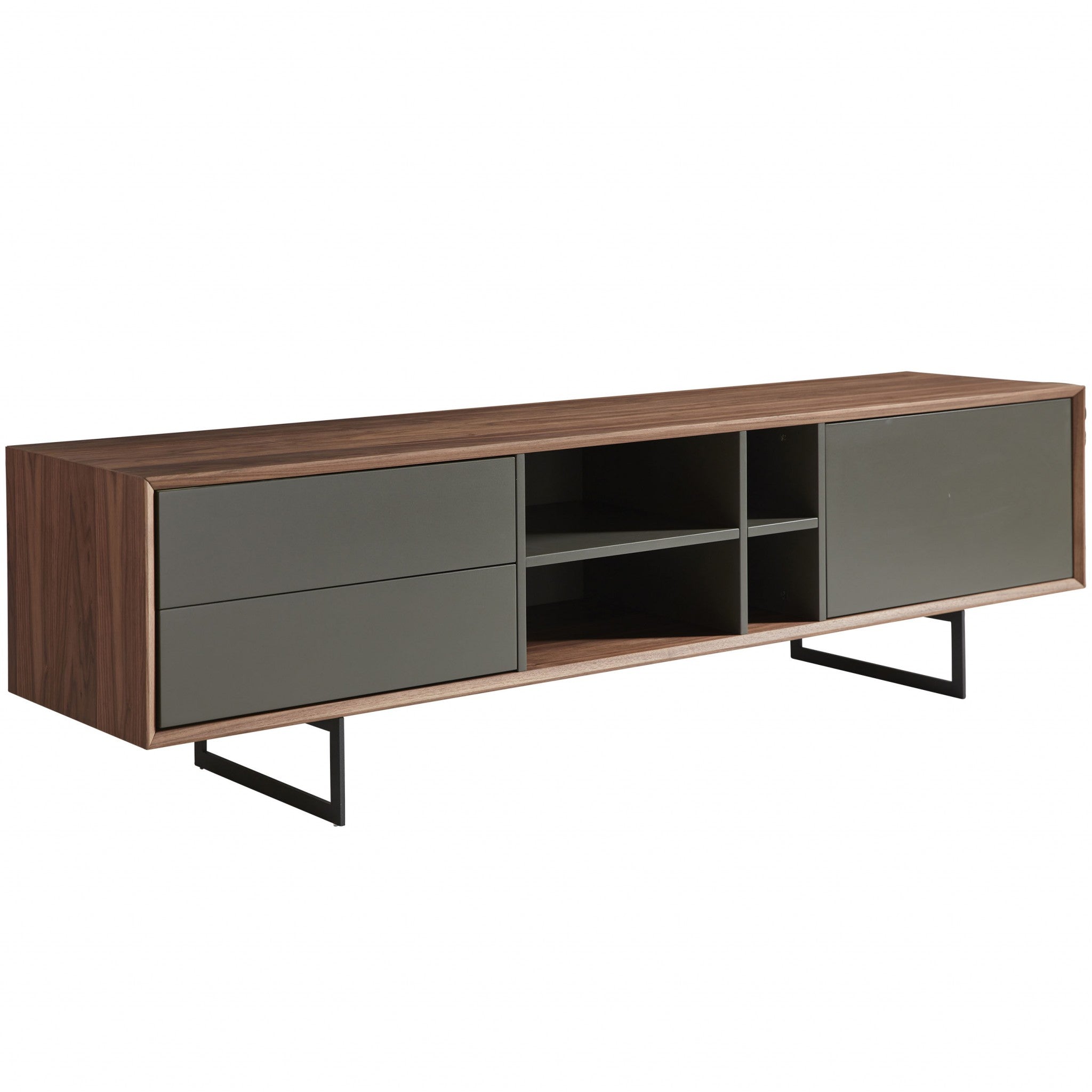 71 Media TV Stand In Walnut And Dark Gray