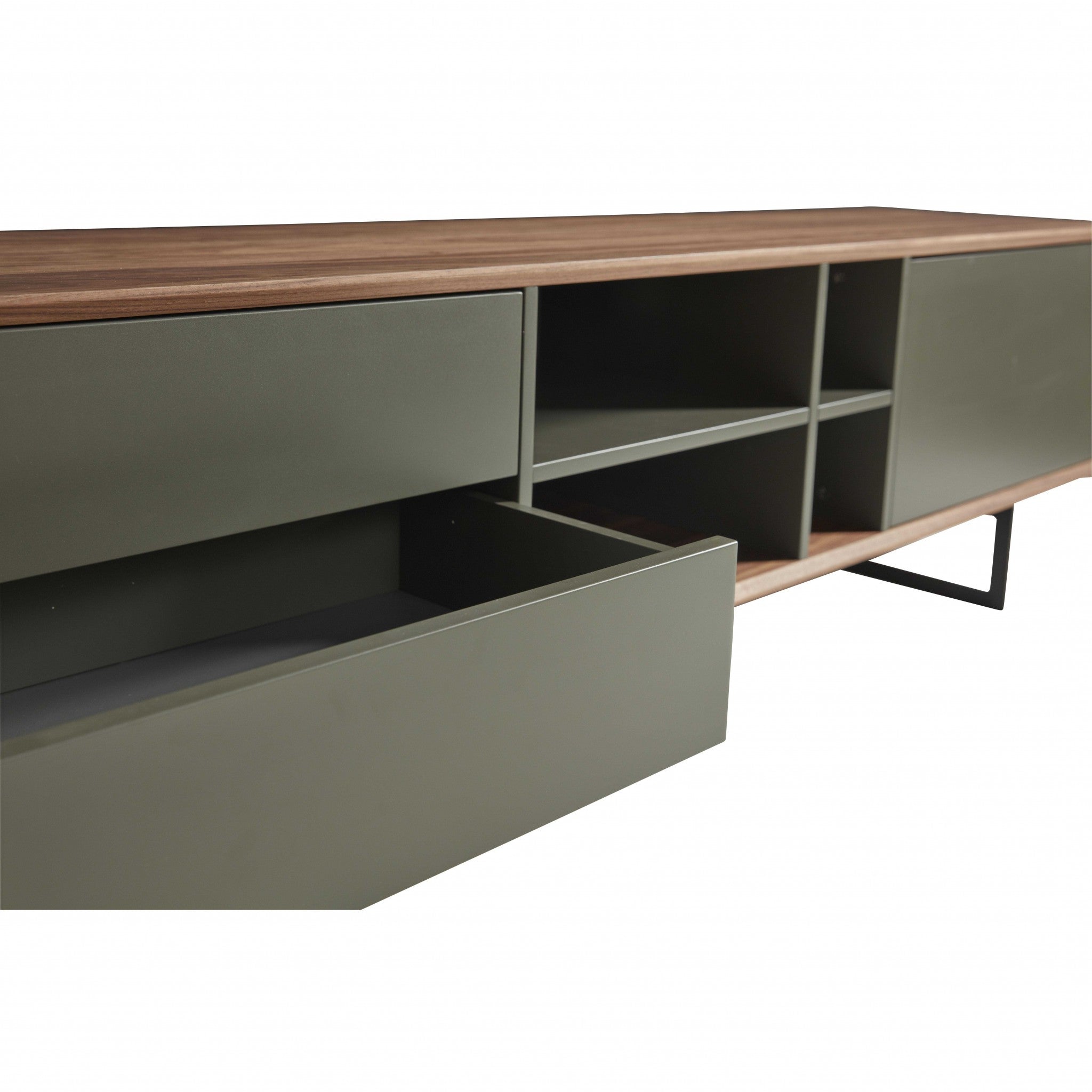 71 Media TV Stand In Walnut And Dark Gray