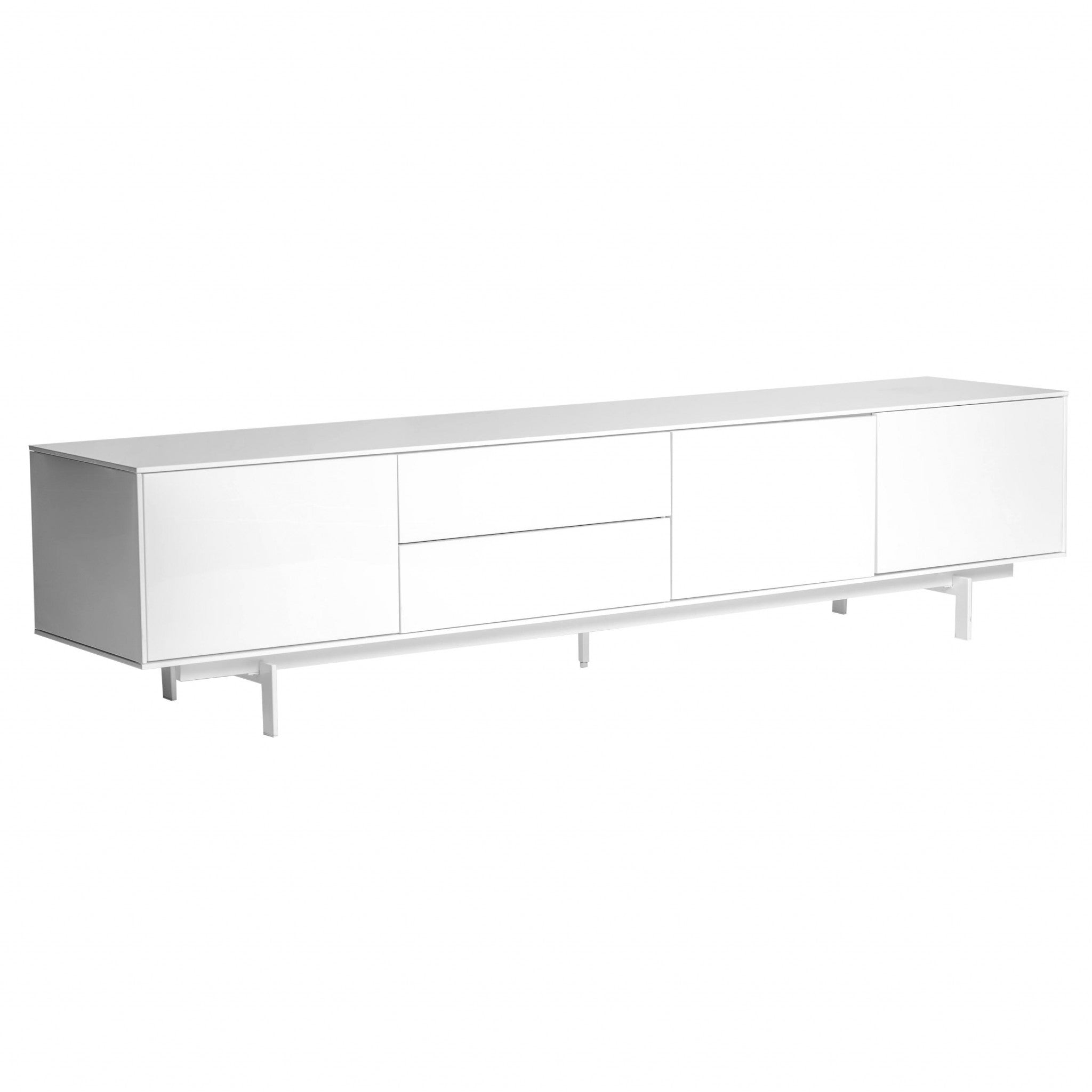 82 White Manufactured And Wood Cabinet Enclosed Storage TV Stand