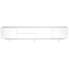 82 White Manufactured And Wood Cabinet Enclosed Storage TV Stand