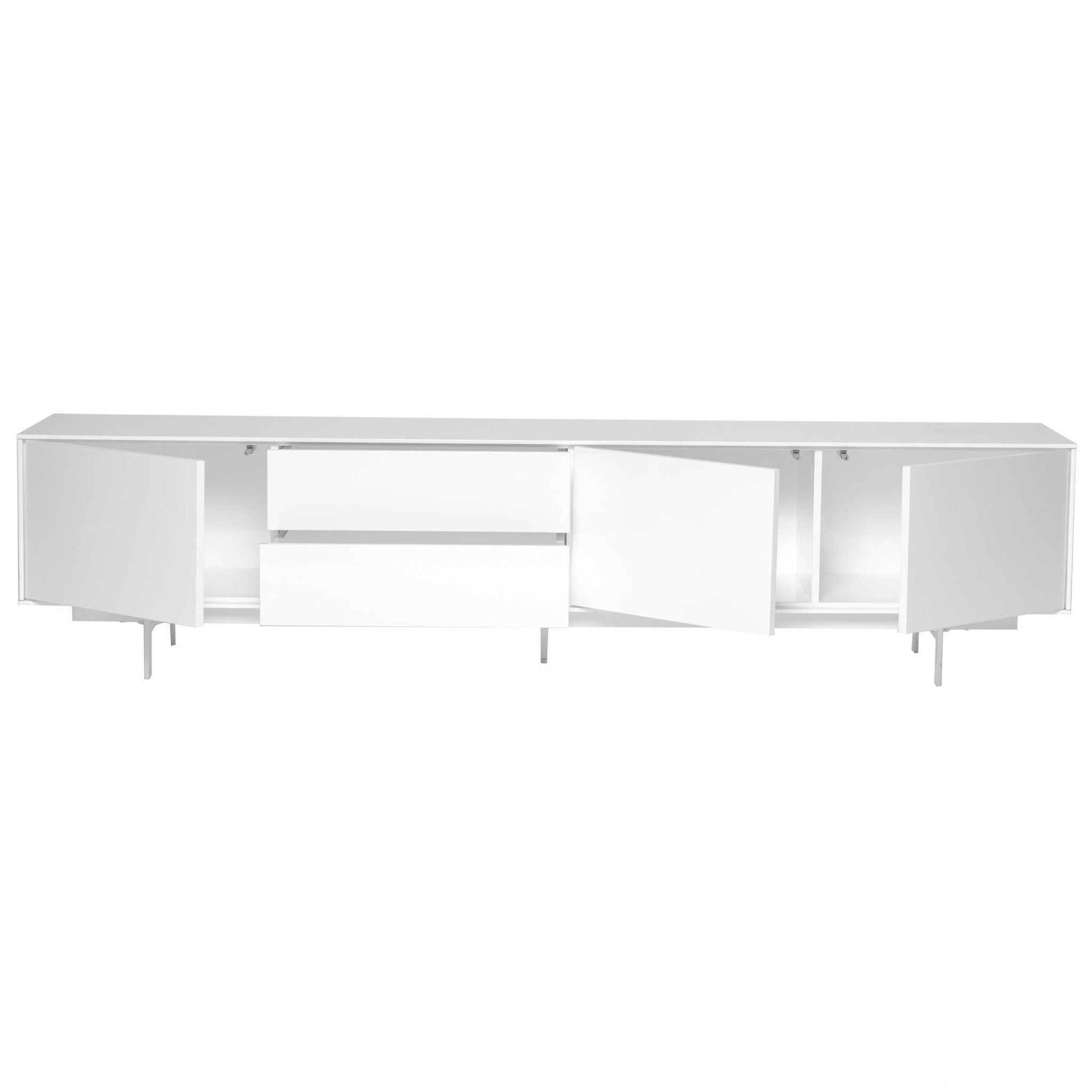 82 White Manufactured And Wood Cabinet Enclosed Storage TV Stand