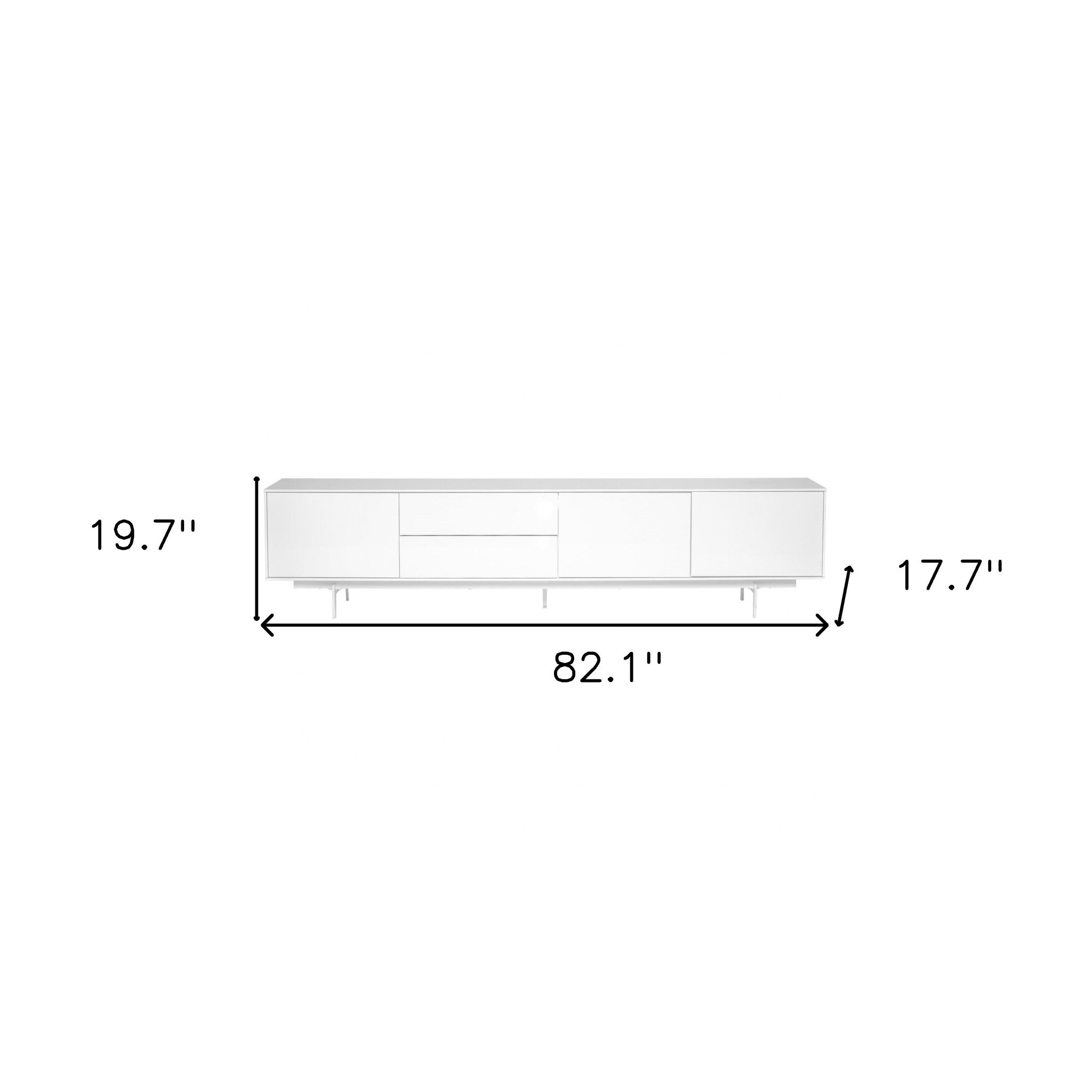 82 White Manufactured And Wood Cabinet Enclosed Storage TV Stand