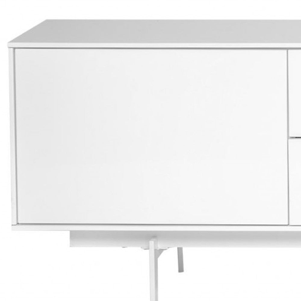 82 White Manufactured And Wood Cabinet Enclosed Storage TV Stand