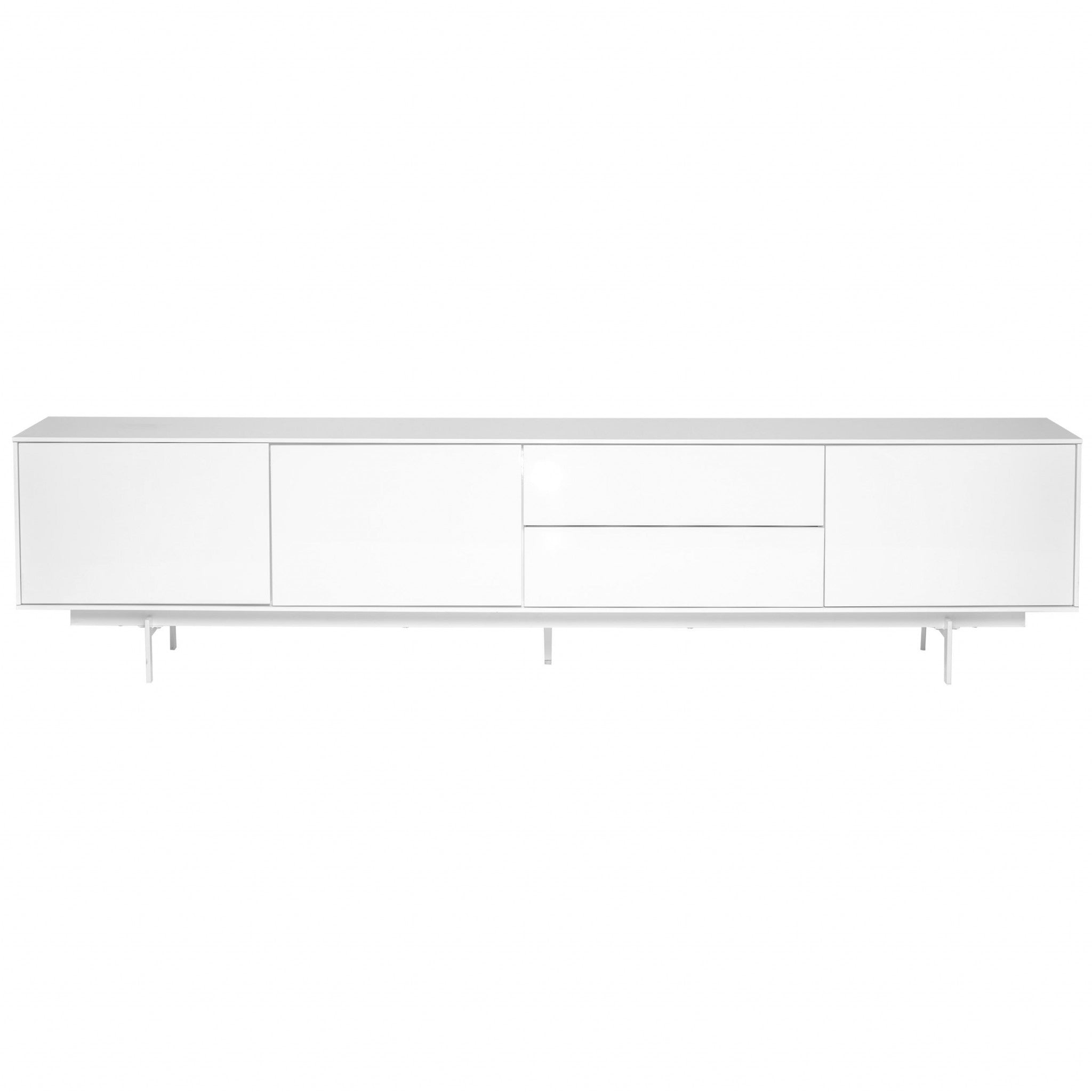 82 White Manufactured And Wood Cabinet Enclosed Storage TV Stand