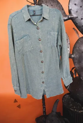 ACRES BUTTON UP * TEAL