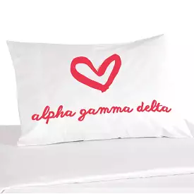 Alpha Gamma Delta Sorority Name with Heart Design on Printed Pillowcase