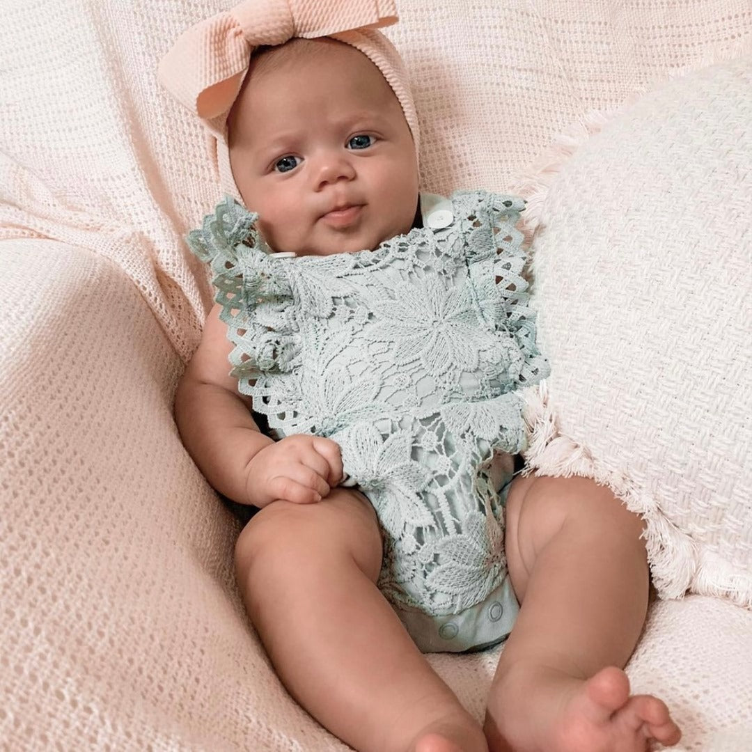 Baby Adjustable Bow Headband — Cream