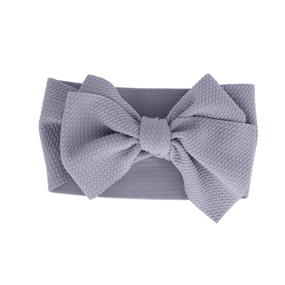 Baby Adjustable Bow Headband — Grey