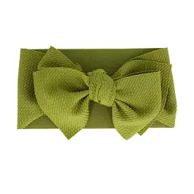 Baby Adjustable Bow Headband — Moss Green