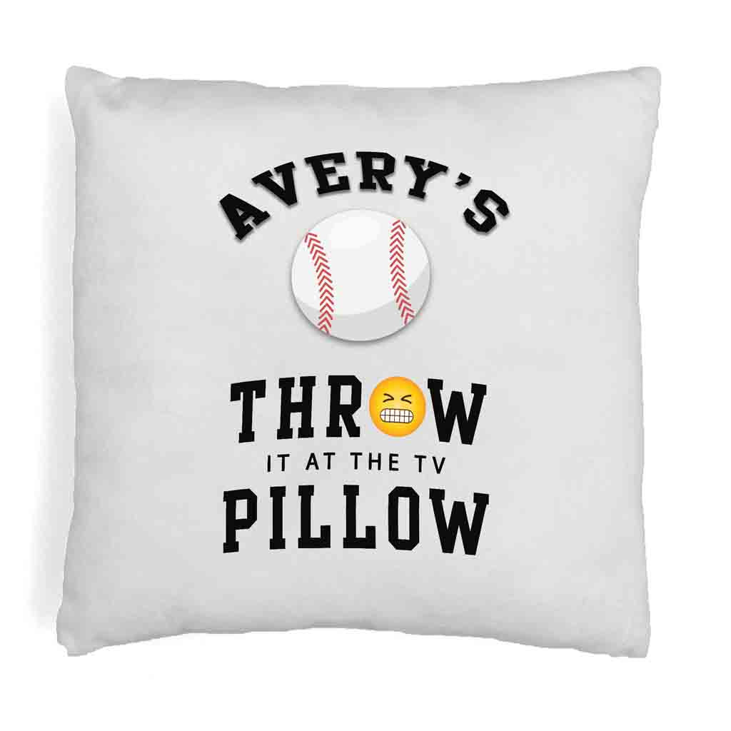 Baseball Fan Personalized Throw it at the TV Pillow Cover