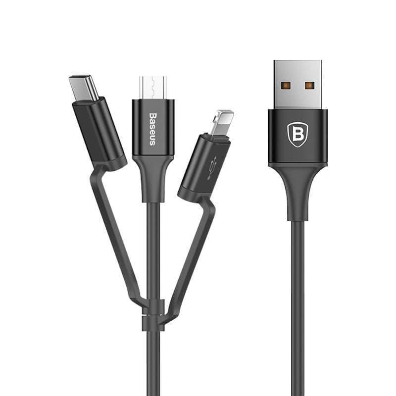 Baseus 3-in-1 USB Cable For iPhone Micro USB Type C Multi Charger Cable