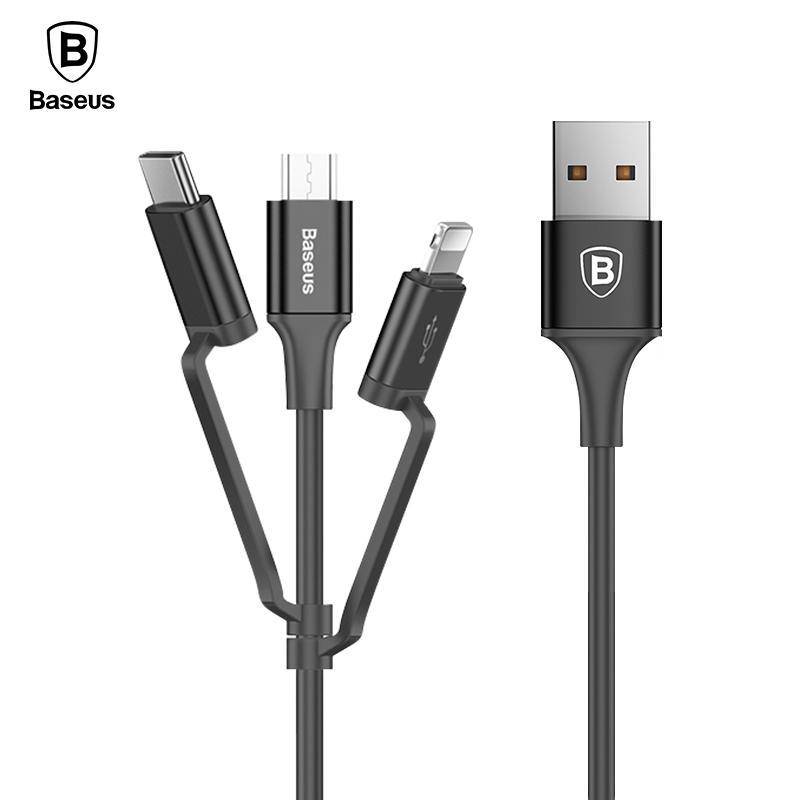 Baseus 3-in-1 USB Cable For iPhone Micro USB Type C Multi Charger Cable