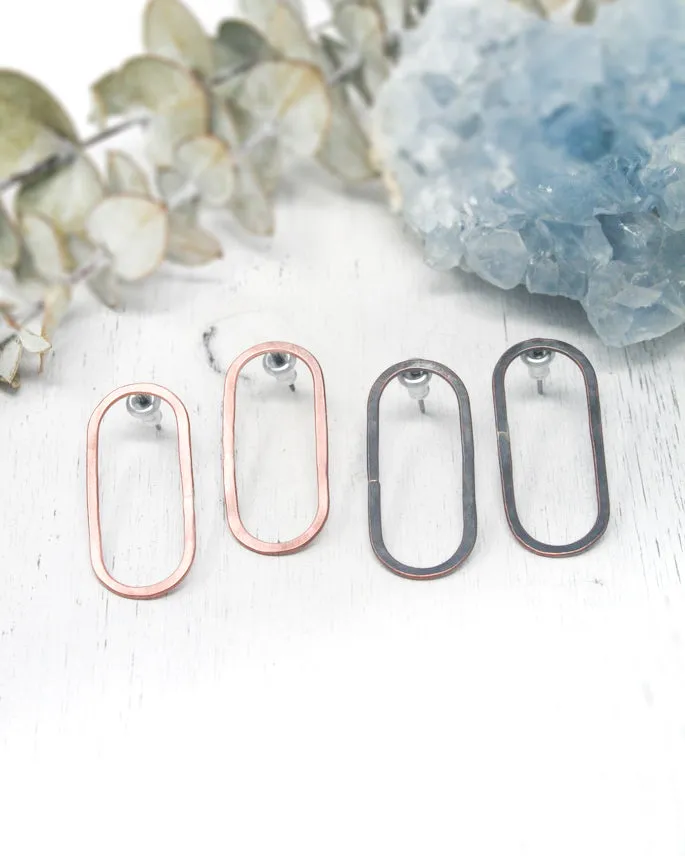 Basic hoop stud earrings- Oval  [ready to ship]