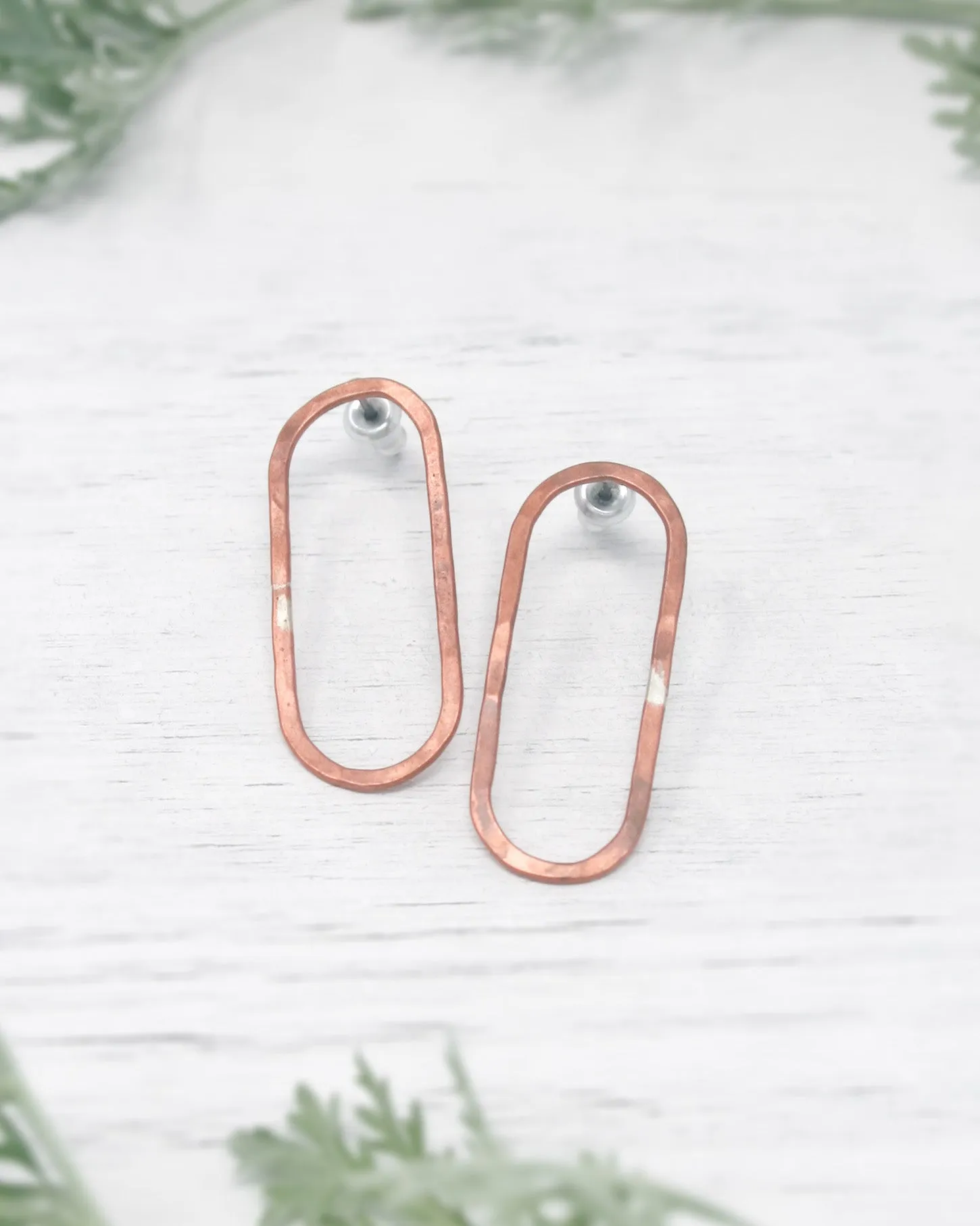 Basic hoop stud earrings- Oval  [ready to ship]