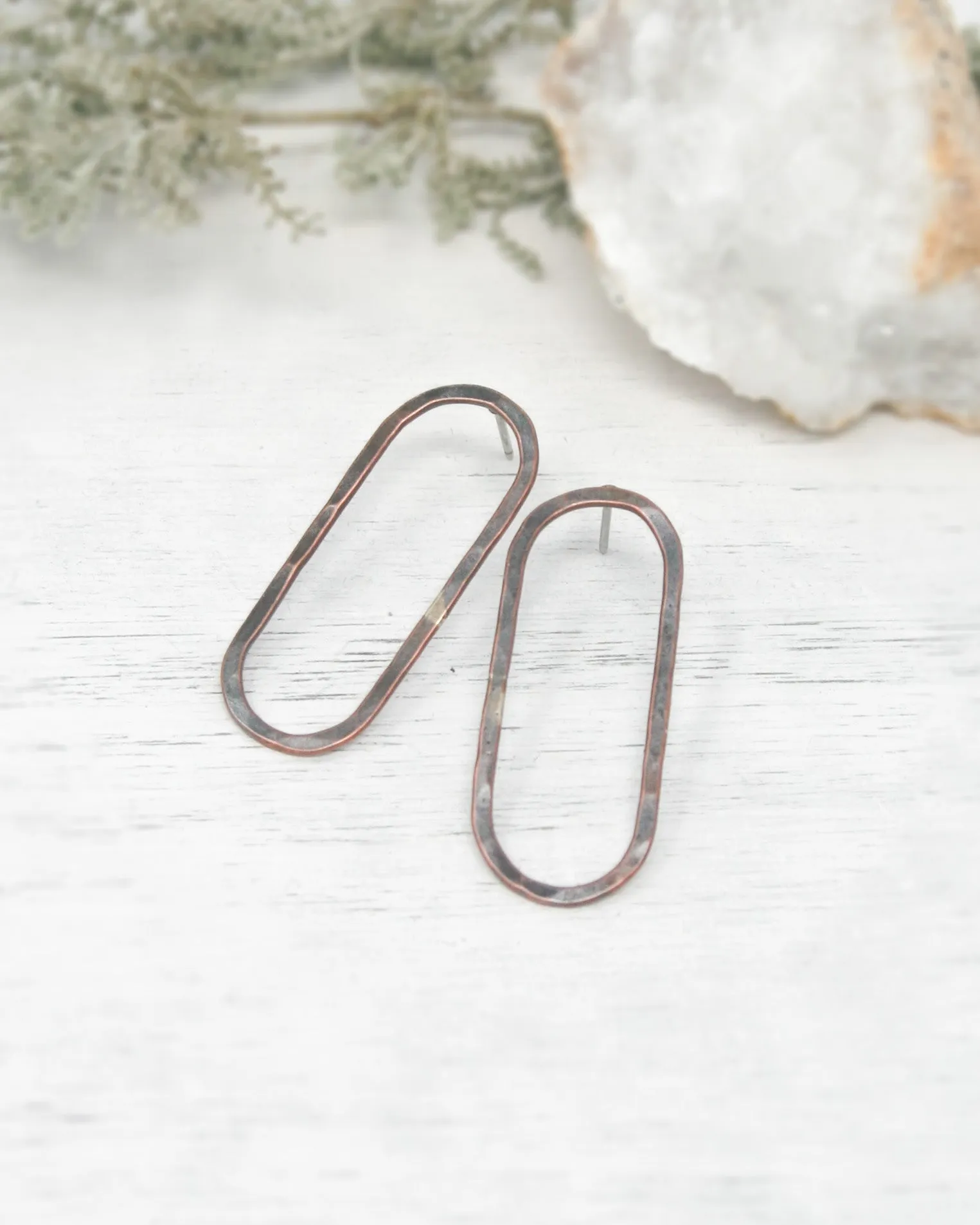 Basic hoop stud earrings- Oval  [ready to ship]