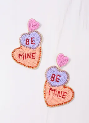 Be Mine CZ Lined Hearts Earring LAVENDER MULTI