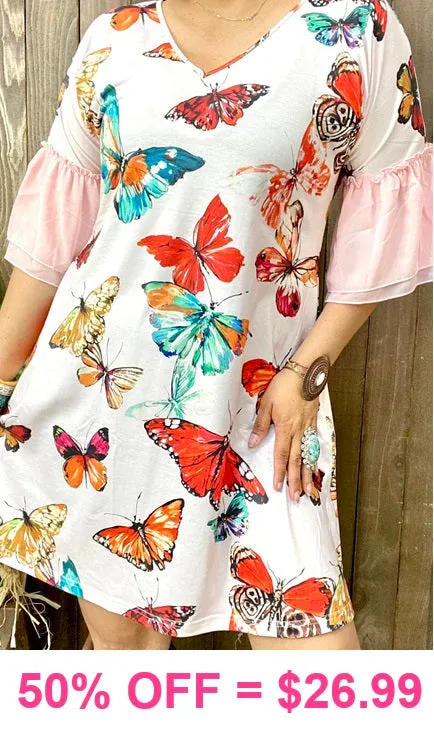 Beautiful Butterfly Print Dress