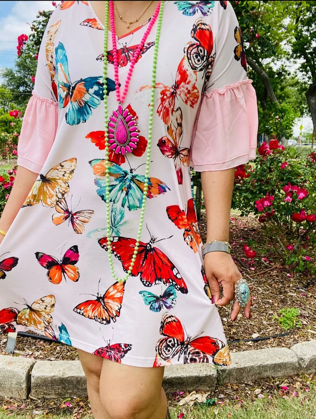 Beautiful Butterfly Print Dress