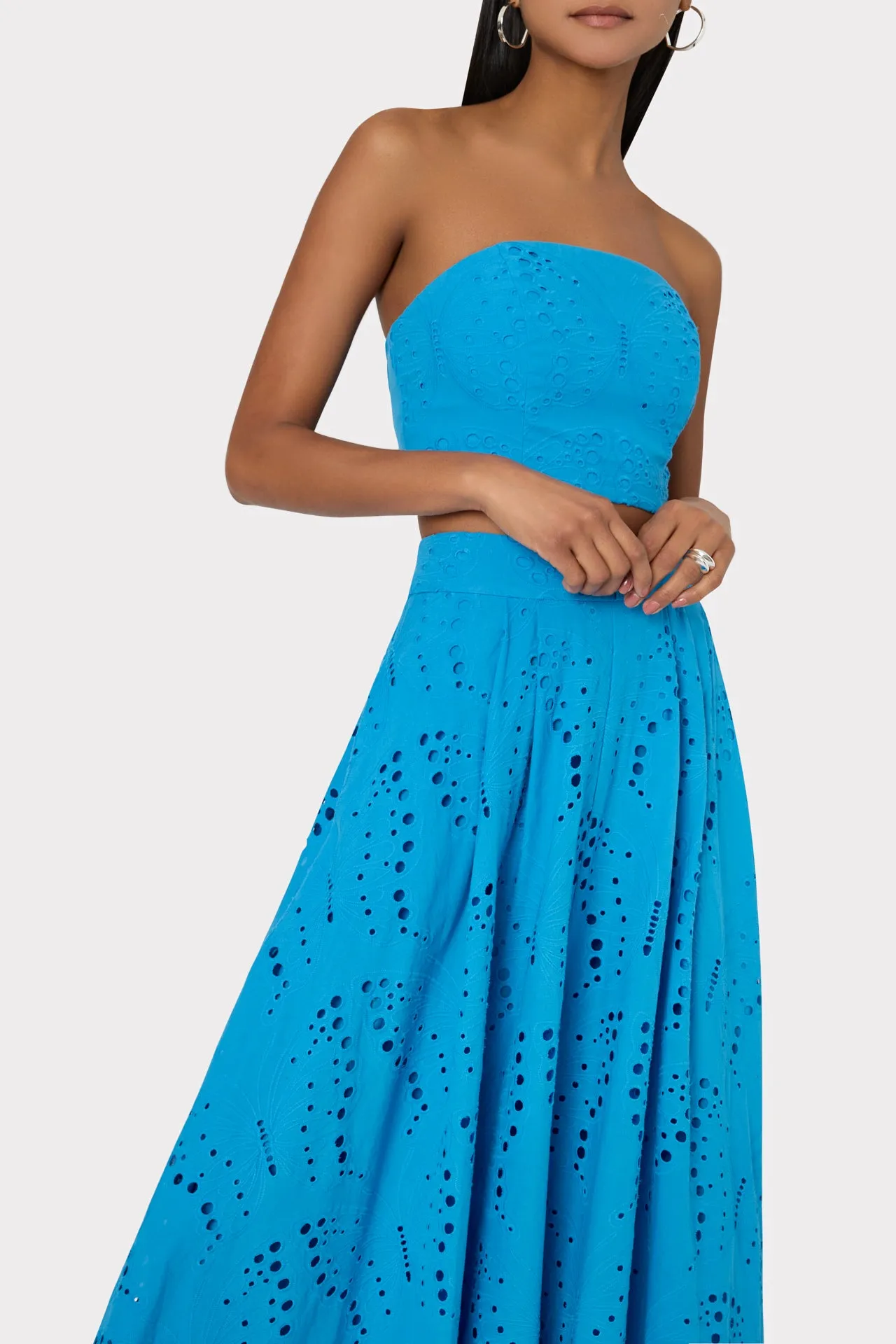 Butterfly Eyelet Strapless Crop Top