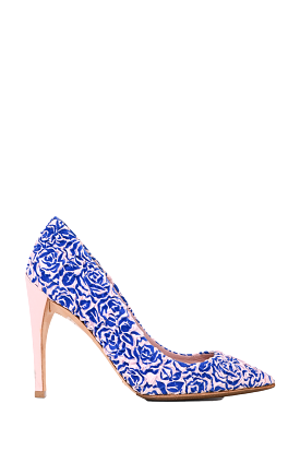 Christian Dior Pink/Blue Fabric Rosette Pump Size 35