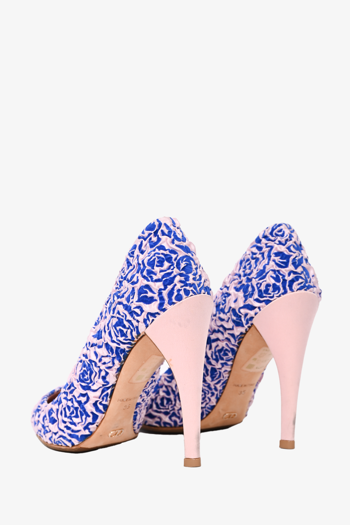 Christian Dior Pink/Blue Fabric Rosette Pump Size 35