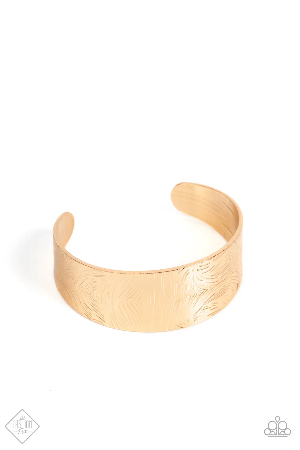 Coolly Curved - Gold Cuff Bracelet