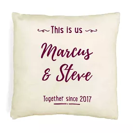 Custom Printed Accent Pillow Cover with Name(s) and Date