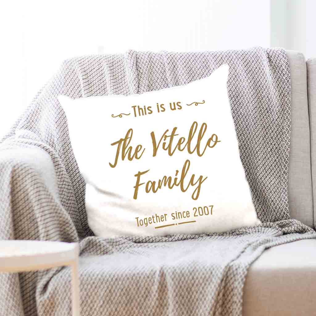 Custom Printed Accent Pillow Cover with Name(s) and Date