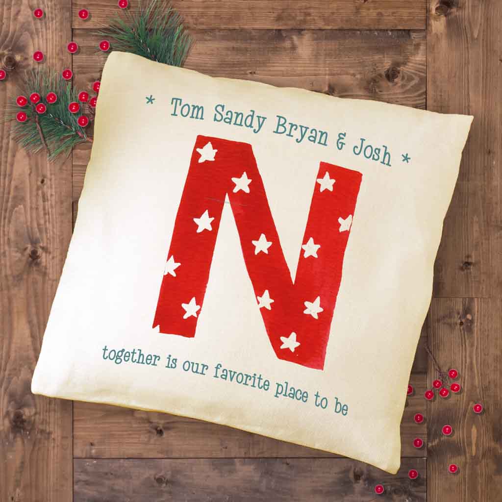 Custom Printed Holiday Pillow with Monogram and Name