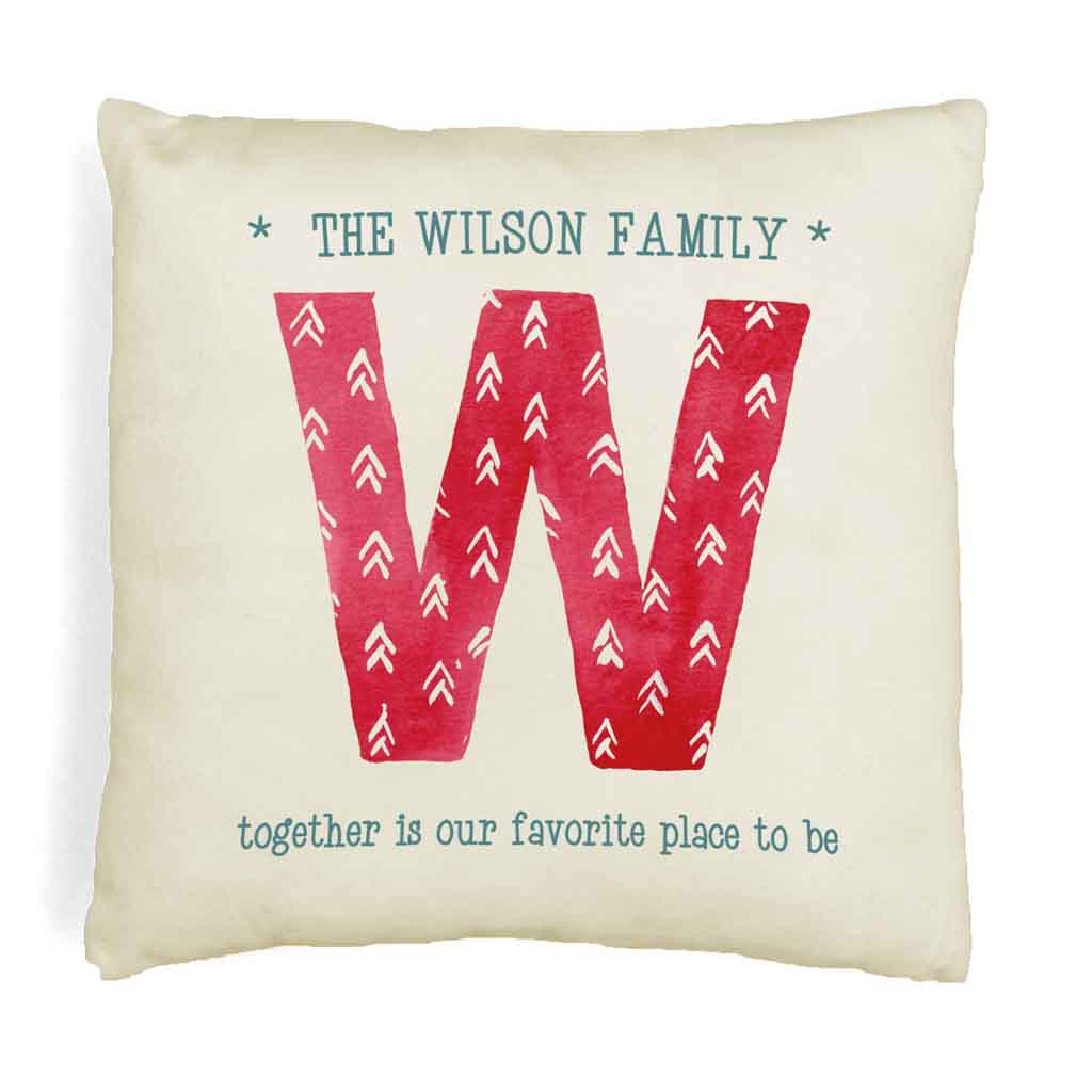 Custom Printed Holiday Pillow with Monogram and Name