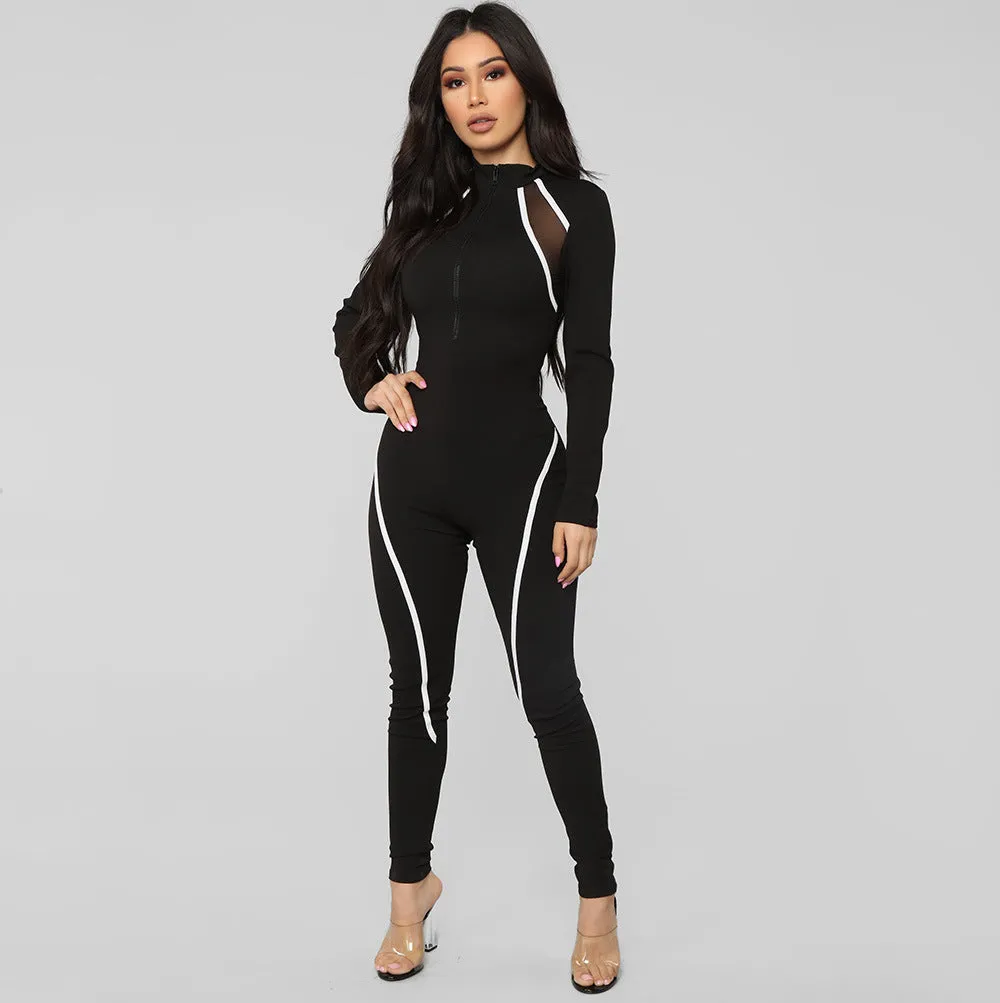 CXUEY Long Sleeve Jumpsuit Fitness gym workout sportwear