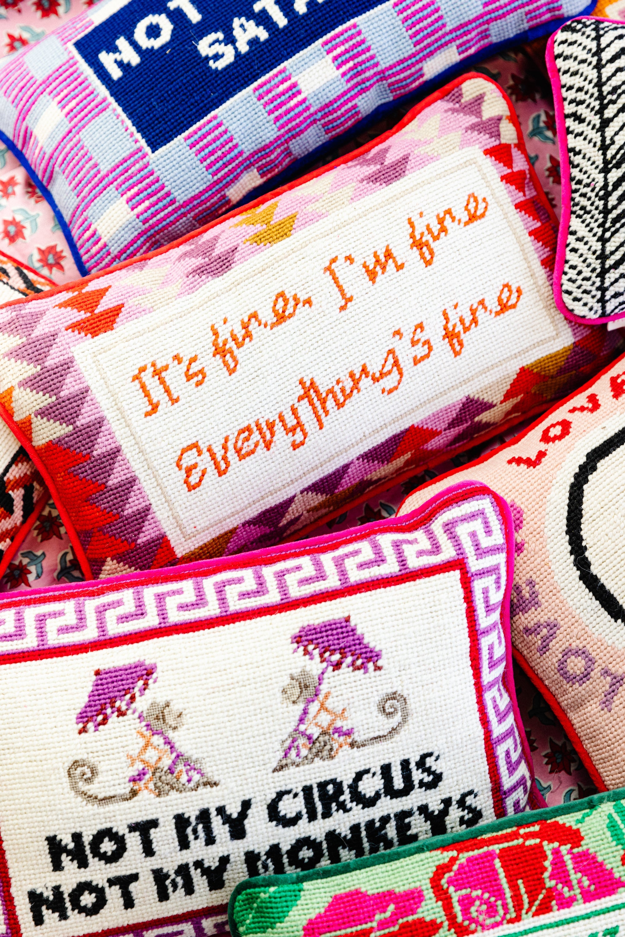 Everything's Fine Needlepoint Pillow