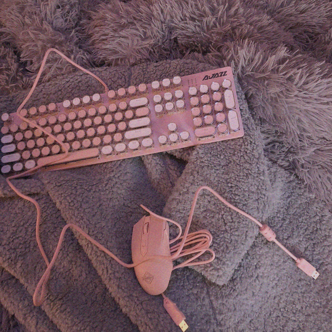 gaming punk pink mechanical keyboard + mouse