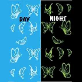 Glow in the dark Butterfly Nail Water Decals Transfers Wraps