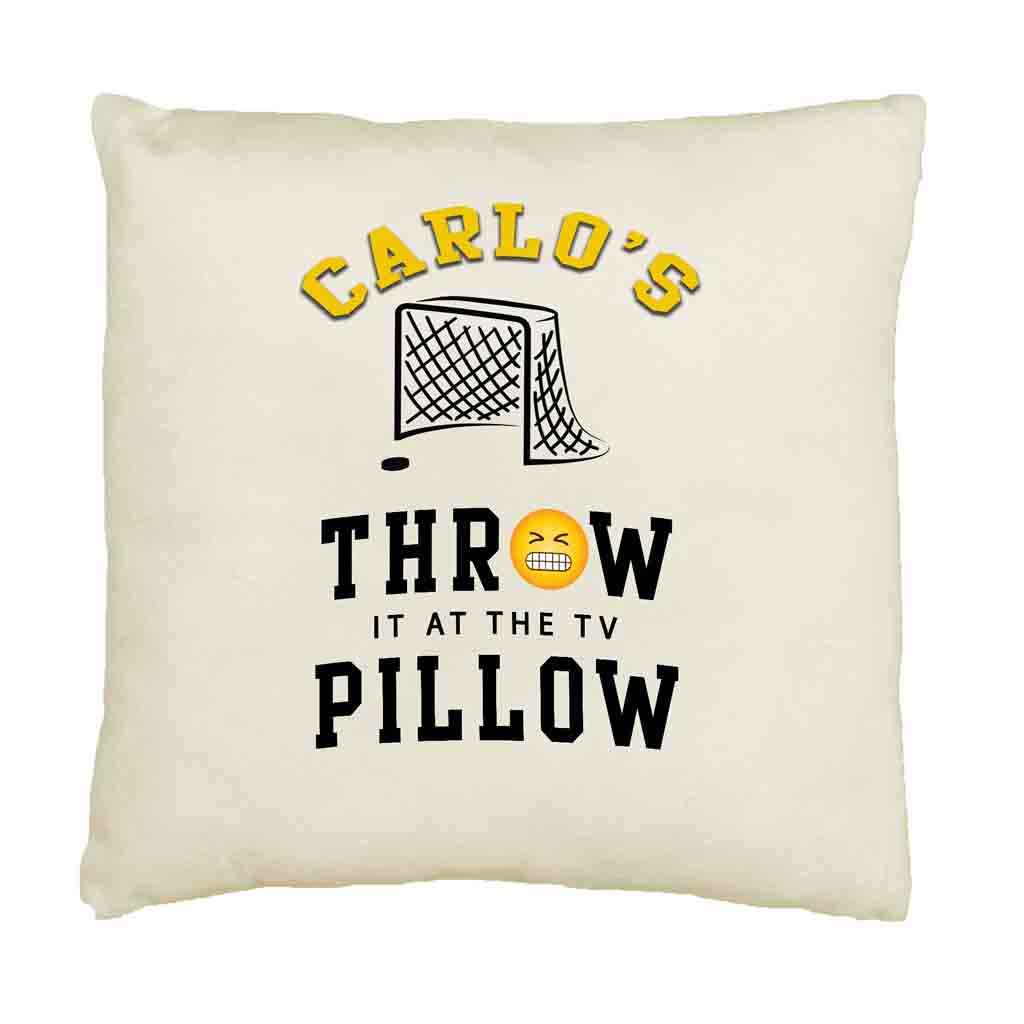 Hockey Fan Personalized Throw it at the TV Pillow Cover