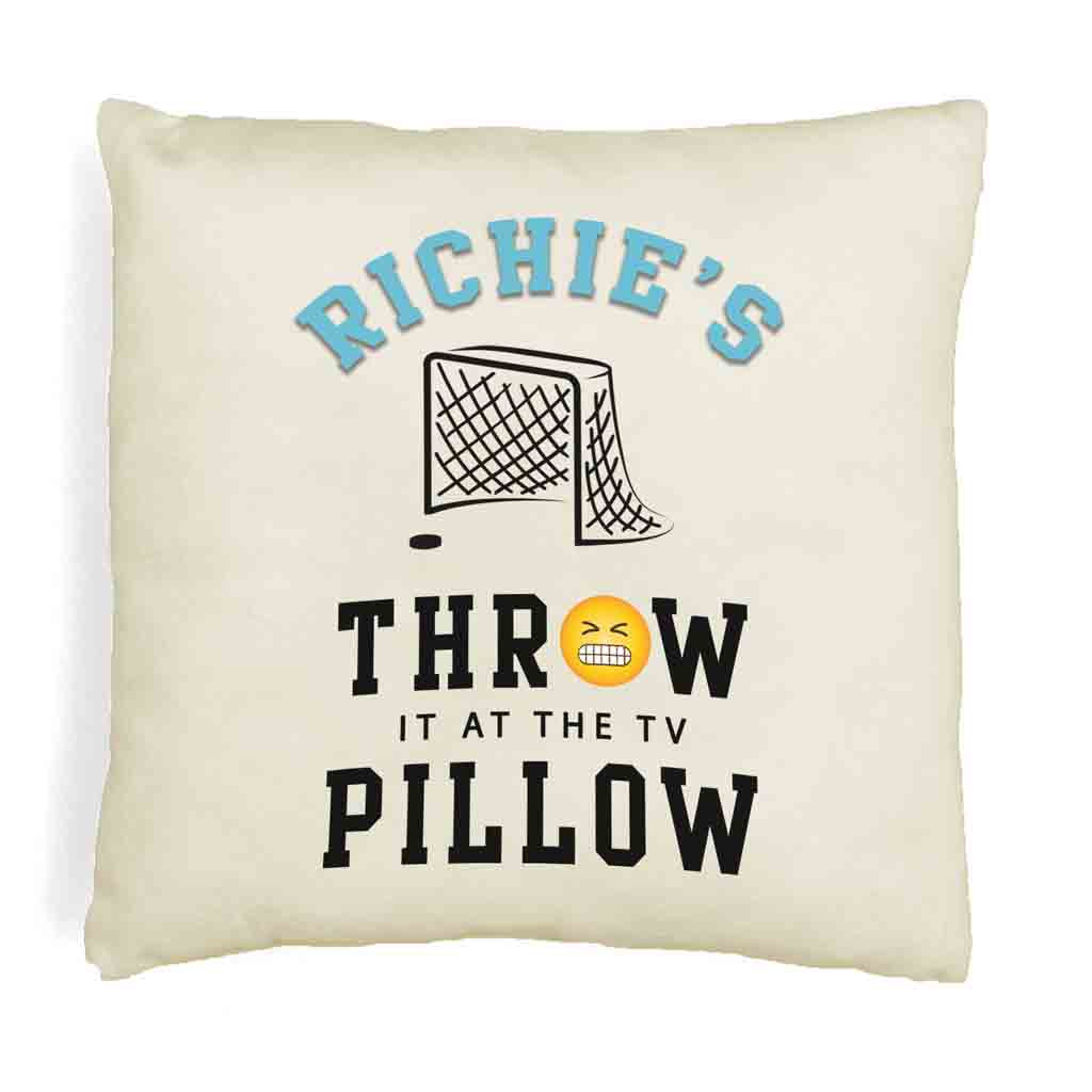 Hockey Fan Personalized Throw it at the TV Pillow Cover