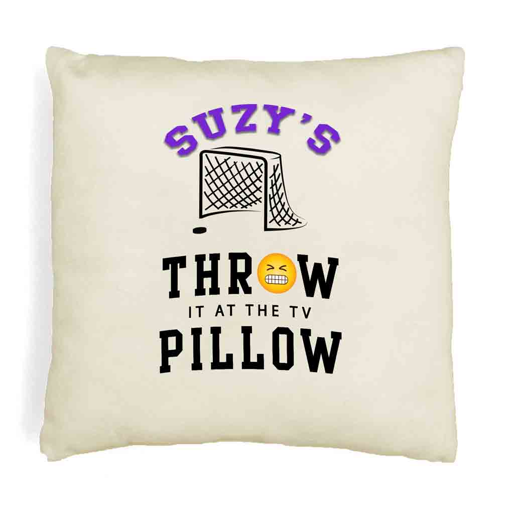 Hockey Fan Personalized Throw it at the TV Pillow Cover