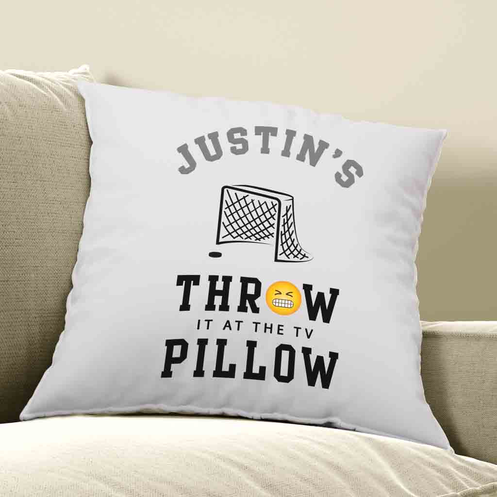 Hockey Fan Personalized Throw it at the TV Pillow Cover